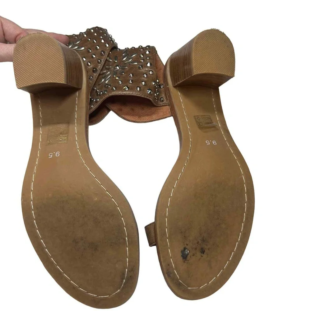 Jeffrey Campbell Sandal Brown Des Moines Studded Boho Festival‎ Block Heel 9.5